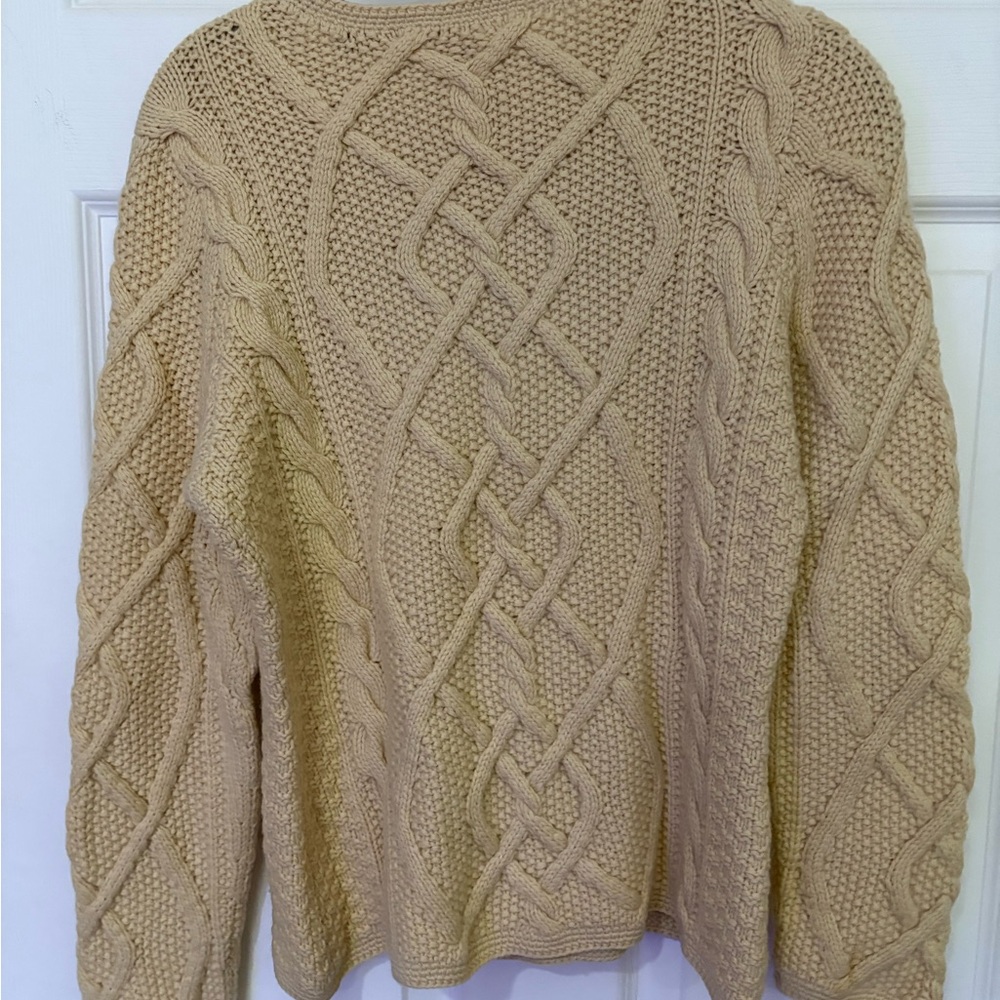 GUC Vintage Charter Club 100% Cashmere Beige Chunky Cable Knit Sweater Size M - Picture 4 of 4